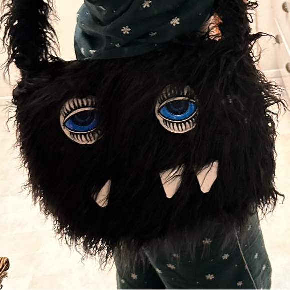 🍓[ Dolls Kill ] Trickz N Treatz Fuzzy Fiend Satchel Flap Purse - Picture 4 of 13